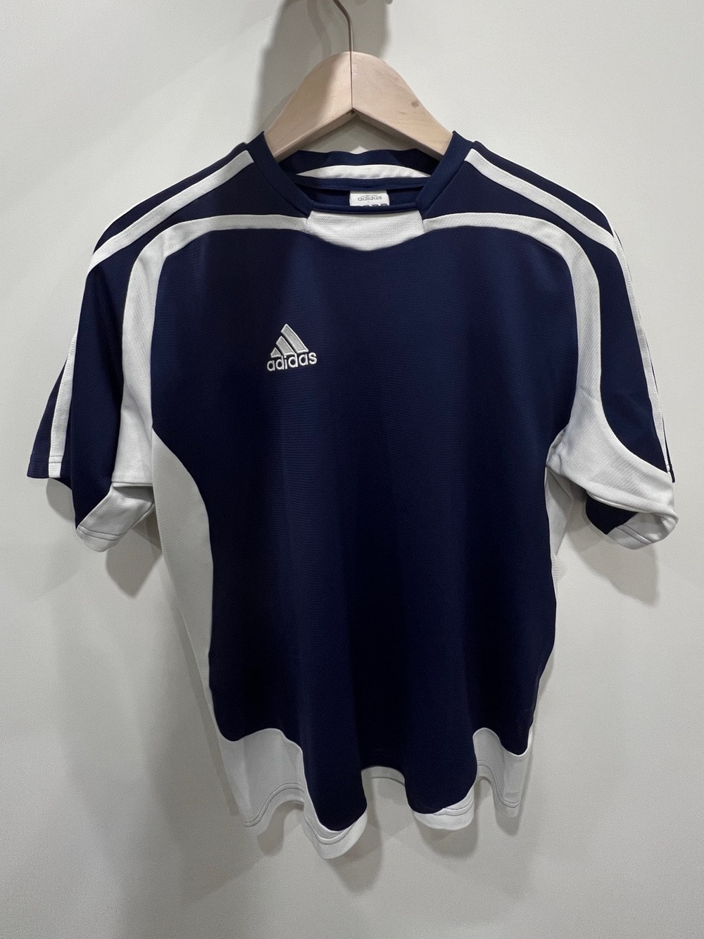 adidas Navy and White Short-Sleeve Athletic Jersey